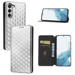For Samsung Galaxy S23+ 5G Cubic Grid Texture Flip Leather Phone Case(Silver)