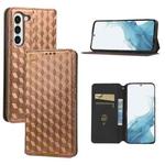 For Samsung Galaxy S23+ 5G Cubic Grid Texture Flip Leather Phone Case(Brown)