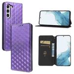 For Samsung Galaxy S23 5G Cubic Grid Texture Flip Leather Phone Case(Purple)