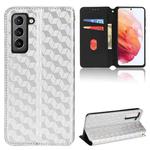 For Samsung Galaxy S22 5G Cubic Grid Texture Flip Leather Phone Case(Silver)