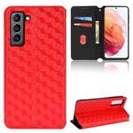 For Samsung Galaxy S22+ 5G Cubic Grid Texture Flip Leather Phone Case(Red)
