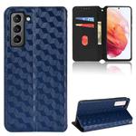 For Samsung Galaxy S22+ 5G Cubic Grid Texture Flip Leather Phone Case(Blue)