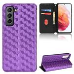 For Samsung Galaxy S22+ 5G Cubic Grid Texture Flip Leather Phone Case(Purple)