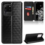 For Samsung Galaxy S20 Ultra 5G Cubic Grid Texture Flip Leather Phone Case(Black)