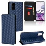 For Samsung Galaxy S20+ Cubic Grid Texture Flip Leather Phone Case(Blue)