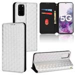 For Samsung Galaxy S20+ Cubic Grid Texture Flip Leather Phone Case(Silver)