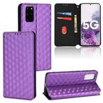 For Samsung Galaxy S20+ Cubic Grid Texture Flip Leather Phone Case(Purple)