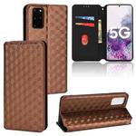 For Samsung Galaxy S20+ Cubic Grid Texture Flip Leather Phone Case(Brown)