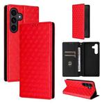 For Samsung Galaxy S25 FE 5G Cubic Grid Texture Flip Leather Phone Case(Red)
