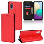 For Samsung Galaxy A02 / M02 Cubic Grid Texture Flip Leather Phone Case(Red)