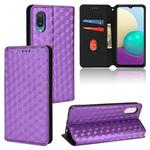 For Samsung Galaxy A02 / M02 Cubic Grid Texture Flip Leather Phone Case(Purple)