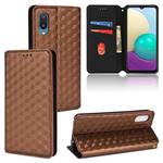 For Samsung Galaxy A02 / M02 Cubic Grid Texture Flip Leather Phone Case(Brown)