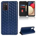 For Samsung Galaxy A02s 166.5mm Cubic Grid Texture Flip Leather Phone Case(Blue)