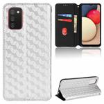 For Samsung Galaxy A02s 166.5mm Cubic Grid Texture Flip Leather Phone Case(Silver)