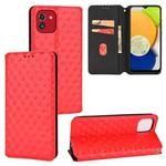 For Samsung Galaxy A03 164.2mm Global Cubic Grid Texture Flip Leather Phone Case(Red)