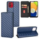 For Samsung Galaxy A03 166.5mm EU Version Cubic Grid Texture Flip Leather Phone Case(Blue)