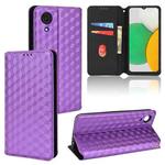 For Samsung Galaxy A03 Core Cubic Grid Texture Flip Leather Phone Case(Purple)