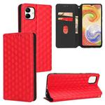 For Samsung Galaxy A04 4G / M13 5G Cubic Grid Texture Flip Leather Phone Case(Red)