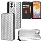 For Samsung Galaxy A04 4G / M13 5G Cubic Grid Texture Flip Leather Phone Case(Silver)