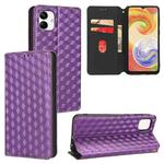 For Samsung Galaxy A04 4G / M13 5G Cubic Grid Texture Flip Leather Phone Case(Purple)