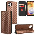 For Samsung Galaxy A04 4G / M13 5G Cubic Grid Texture Flip Leather Phone Case(Brown)