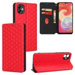 For Samsung Galaxy A04e / M04 / F04 Cubic Grid Texture Flip Leather Phone Case(Red)
