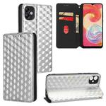 For Samsung Galaxy A04e / M04 / F04 Cubic Grid Texture Flip Leather Phone Case(Silver)