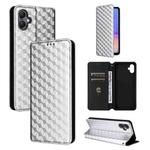 For Samsung Galaxy A05 Cubic Grid Texture Flip Leather Phone Case(Silver)