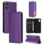 For Samsung Galaxy A05 Cubic Grid Texture Flip Leather Phone Case(Purple)
