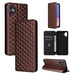 For Samsung Galaxy A05 Cubic Grid Texture Flip Leather Phone Case(Brown)