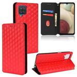 For Samsung Galaxy A12 / A12 Nacho / M12 Cubic Grid Texture Flip Leather Phone Case(Red)
