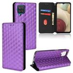 For Samsung Galaxy A12 / A12 Nacho / M12 Cubic Grid Texture Flip Leather Phone Case(Purple)
