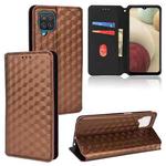 For Samsung Galaxy A12 / A12 Nacho / M12 Cubic Grid Texture Flip Leather Phone Case(Brown)