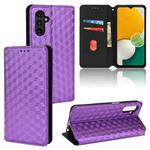 For Samsung Galaxy A13 5G / A04s Cubic Grid Texture Flip Leather Phone Case(Purple)