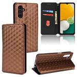 For Samsung Galaxy A13 5G / A04s Cubic Grid Texture Flip Leather Phone Case(Brown)