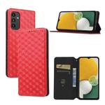 For Samsung Galaxy A14 4G / 5G Cubic Grid Texture Flip Leather Phone Case(Red)
