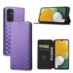 For Samsung Galaxy A14 4G / 5G Cubic Grid Texture Flip Leather Phone Case(Purple)