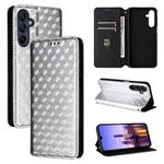 For Samsung Galaxy A16 4G / 5G Cubic Grid Texture Flip Leather Phone Case(Silver)