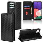 For Samsung Galaxy A22 5G Cubic Grid Texture Flip Leather Phone Case(Black)