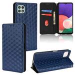 For Samsung Galaxy A22 5G Cubic Grid Texture Flip Leather Phone Case(Blue)