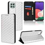 For Samsung Galaxy A22 5G Cubic Grid Texture Flip Leather Phone Case(Silver)