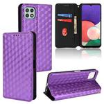 For Samsung Galaxy A22 5G Cubic Grid Texture Flip Leather Phone Case(Purple)