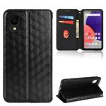 For Samsung Galaxy A22 5G Japan Version Cubic Grid Texture Flip Leather Phone Case(Black)