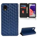 For Samsung Galaxy A22 5G Japan Version Cubic Grid Texture Flip Leather Phone Case(Blue)