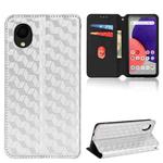For Samsung Galaxy A22 5G Japan Version Cubic Grid Texture Flip Leather Phone Case(Silver)