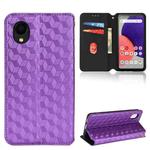 For Samsung Galaxy A22 5G Japan Version Cubic Grid Texture Flip Leather Phone Case(Purple)