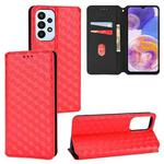 For Samsung Galaxy A23 4G / 5G / F23 / M23 Cubic Grid Texture Flip Leather Phone Case(Red)