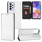 For Samsung Galaxy A23 4G / 5G / F23 / M23 Cubic Grid Texture Flip Leather Phone Case(Silver)