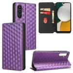For Samsung Galaxy A24 4G Cubic Grid Texture Flip Leather Phone Case(Purple)