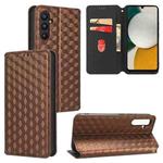For Samsung Galaxy A24 4G Cubic Grid Texture Flip Leather Phone Case(Brown)
